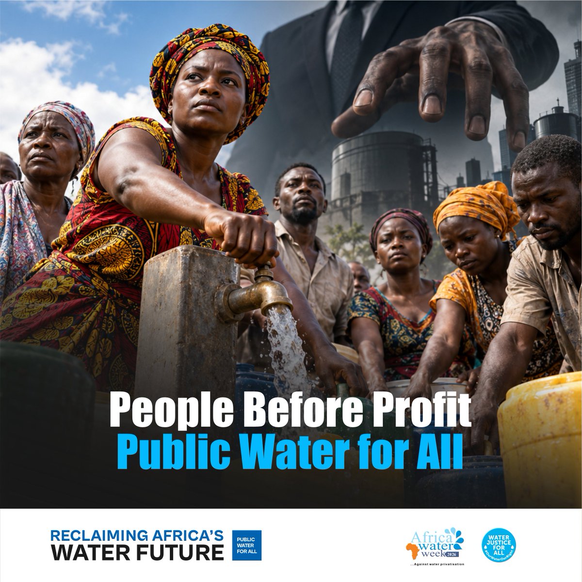 OurWaterAfrica's tweet photo. People before profit. Public Water for All. 💧
That’s the call. That’s the movement. That’s the future we’re fighting for this Africa Week of Action. 🌍✊🏿 #AfricaWeekOfAction #ReclaimAfricasWaterFuture #PublicWaterForAll #OWORAC https://t.co/NEaqPl1PNl