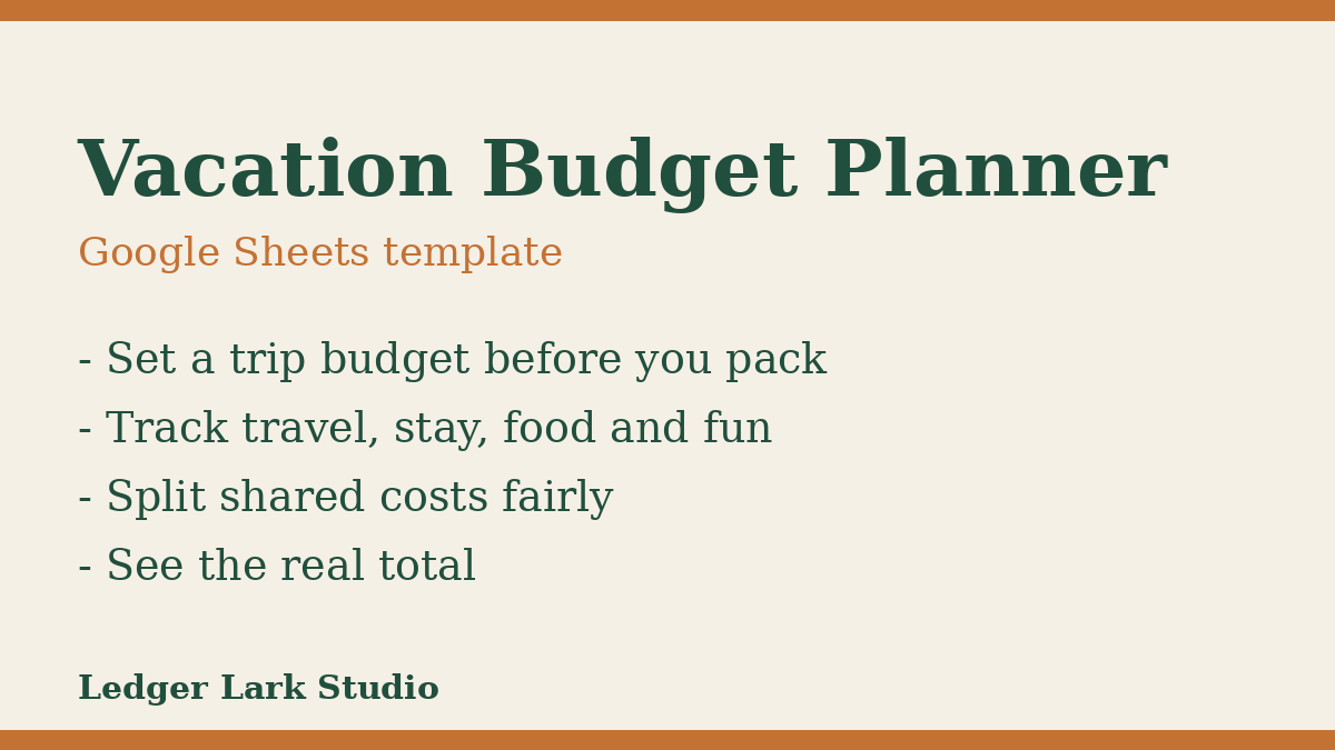 LedgerLarkHQ's tweet photo. Trips never cost what you planned. Set the number first, then track what you spend. Vacation Budget Planner (Google Sheets) makes it easy. #vacationbudget #budgeting https://t.co/H87hXRG8E9