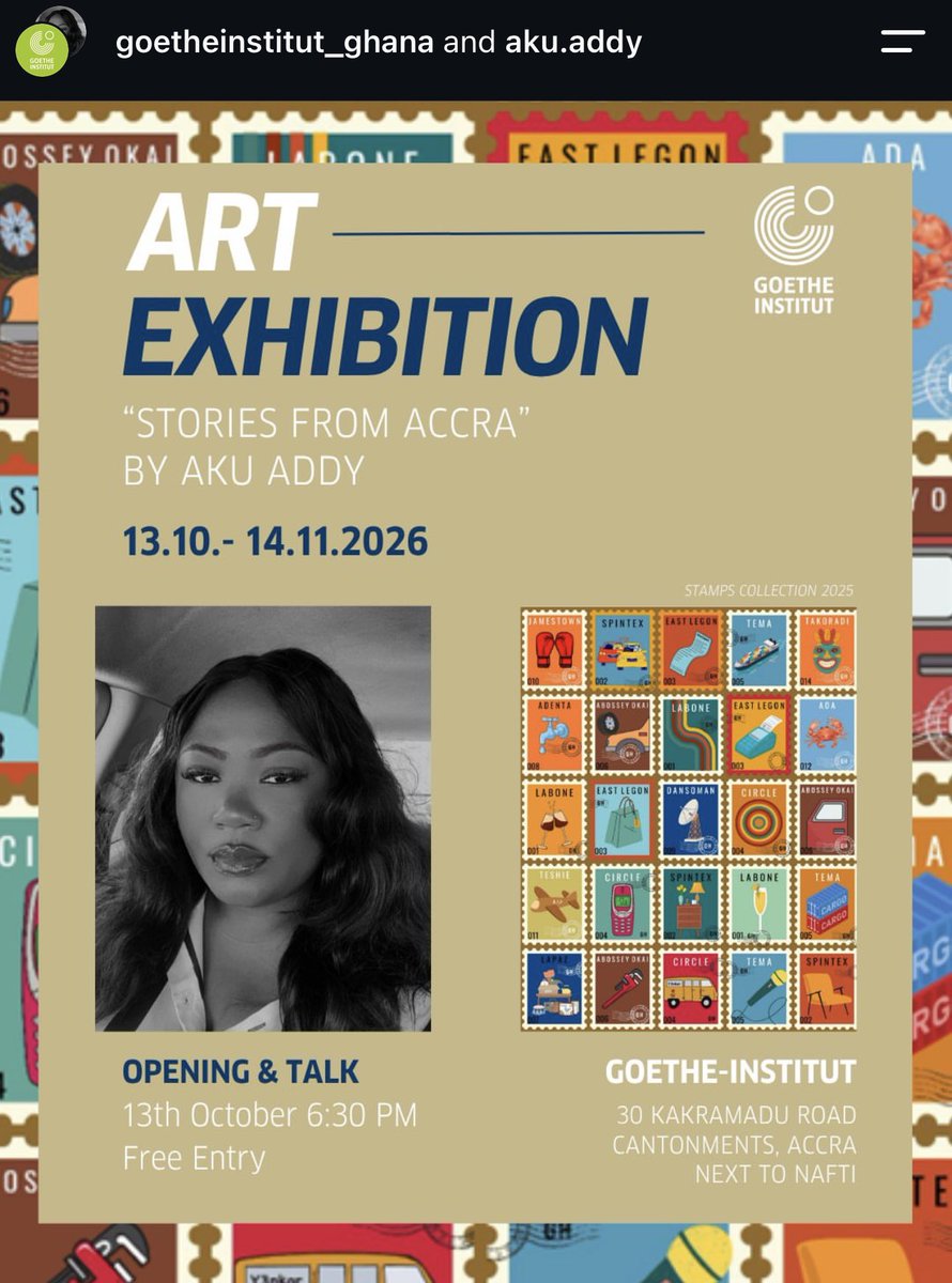 Aku__Addy's tweet photo. Heyy everyone my exhibition opens tonight, 6:30pm at Goethe Institut . 

See you if you can make it 💗 https://t.co/eWk3rh8fUR