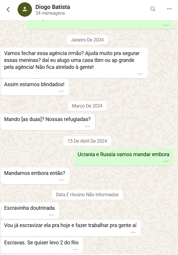 1uc4s_m1theus's tweet photo. BOMBA 🚨/ ATUALIZAÇÃO no MasterWhats:

Vorcaro pro Diogo: “Nossa creche me consumiu semana toda kkk. Queria ter duas pirocas”.

Diogo: “Passa a pikinha em geral surubinha. Tinha que ter levado umas escravas”.

E das ucranianas: “Tem que sobrar alguma refugiada pra mim”.(deixa o mamãe falei no chinelo fácil)

O homem queria duas pikas, surubinha com “escravas” e ainda reclamava que só tinha três refugiadas.

Tudo pesquisável no MasterWhats.

https://t.co/3YfFaVOouG