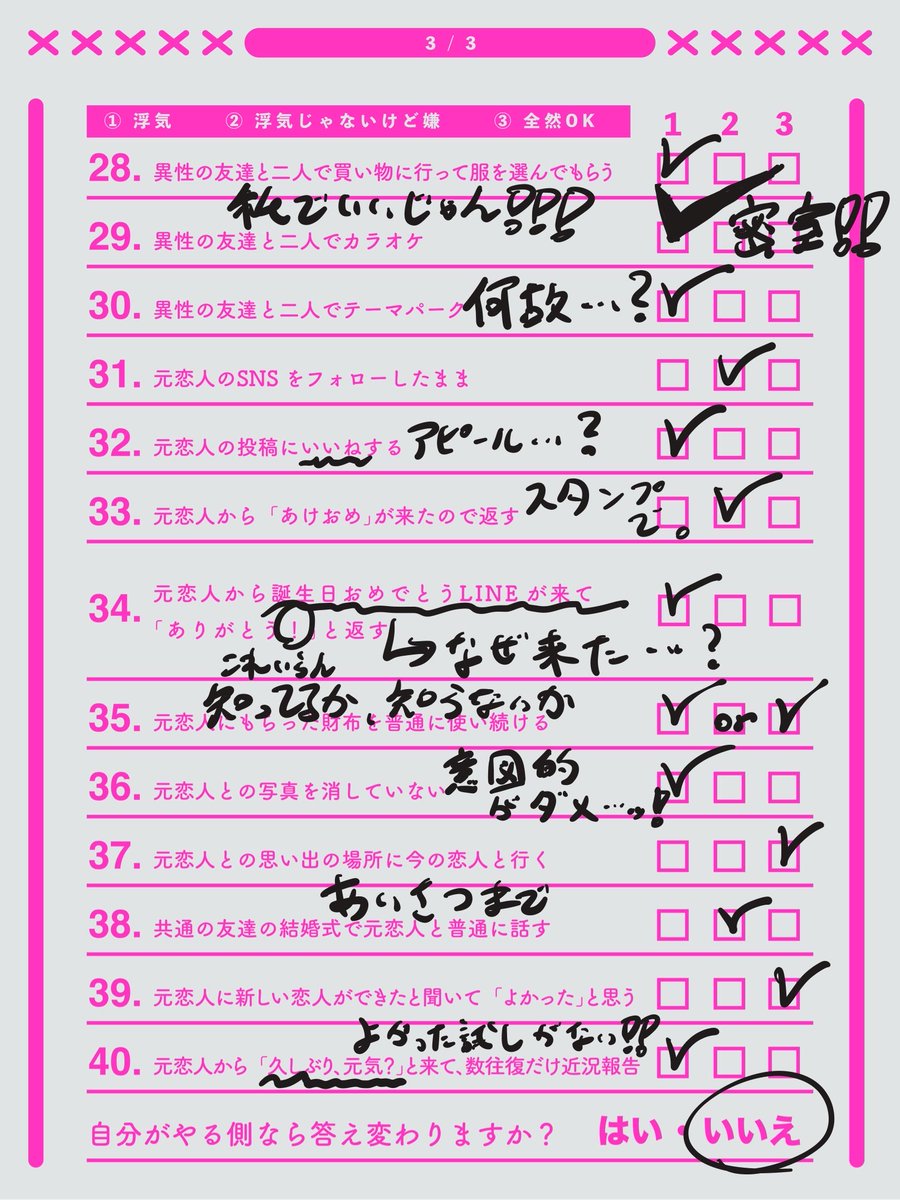 Shikinagi_2434's tweet photo. 四季凪の『これって浮気？判定シート』の結果はコチラ。

やっぱり、その行動の必要性があるかどうかですねぇ……。 https://t.co/y2Knebd8ry