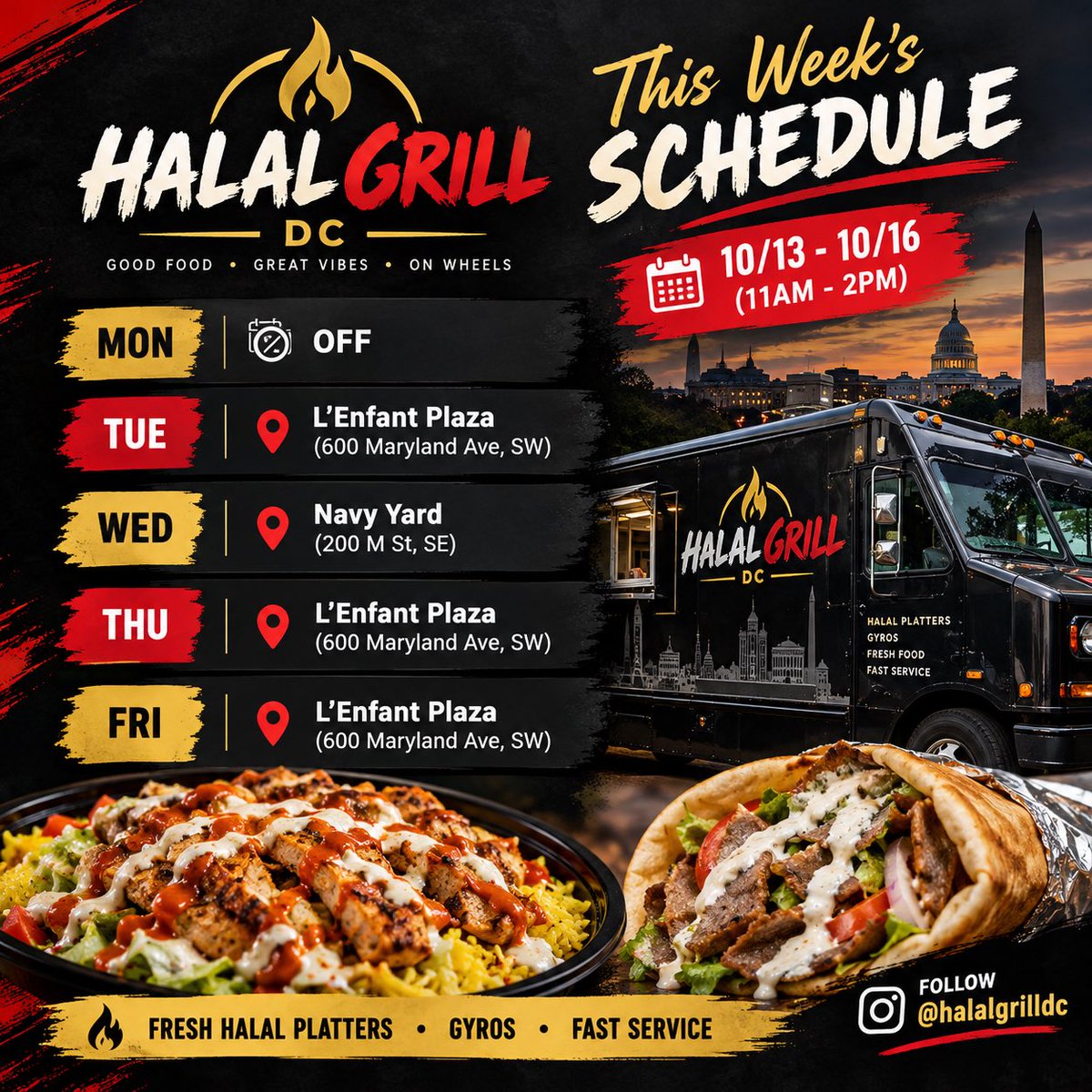 WhereHalal's tweet photo. Schedule for this week! https://t.co/fFVBMDHfjR