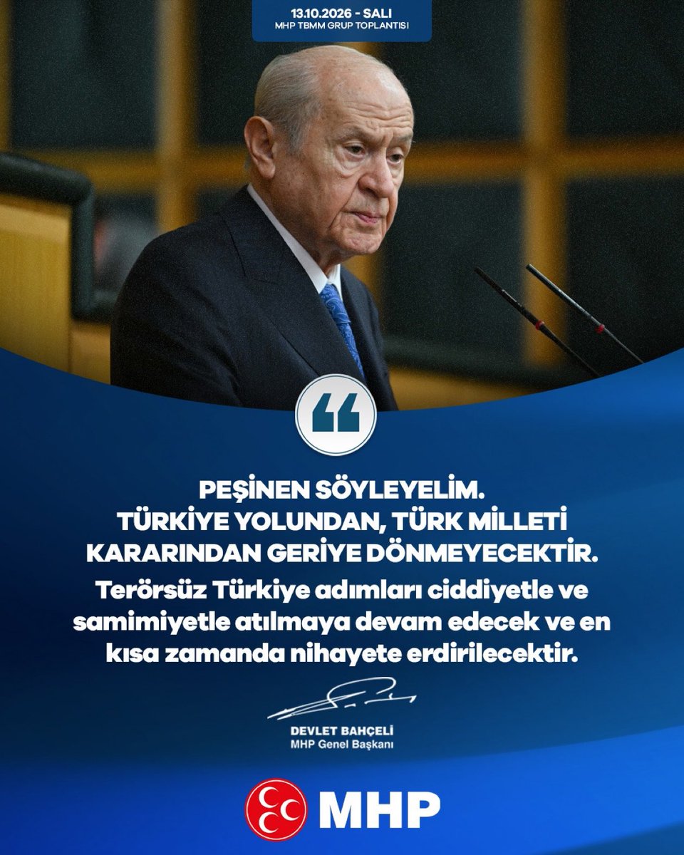 OsmanGurMHP_'s tweet photo. Peşinen söyleyelim. Türkiye yolundan, Türk milleti kararından geriye dönmeyecektir.
Terörsüz Türkiye adımları ciddiyetle ve samimiyetle atılmaya devam edecek ve en kısa zamanda nihayete erdirilecektir.

MHP Genel Başkanı
Devlet BAHÇELİ https://t.co/2ZBgANH4qQ
