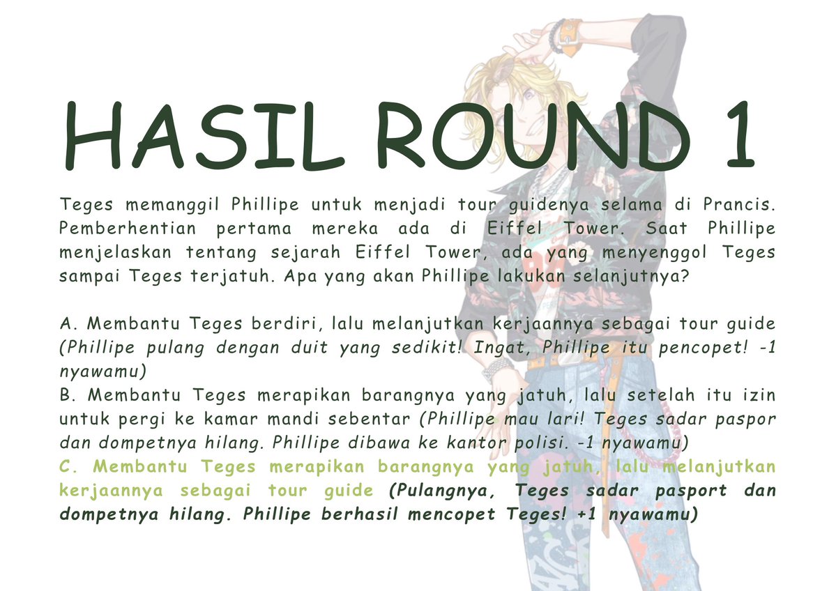 FatedBeaufort's tweet photo. Hasilnya:

Jawabannya C ya. 
Boleh kurangi ataupun tambahi nyawa kalian sesuai dengan penjelasan dibawah.

Gampang kan cara mainnya? :) https://t.co/Iqlqtk1SJh