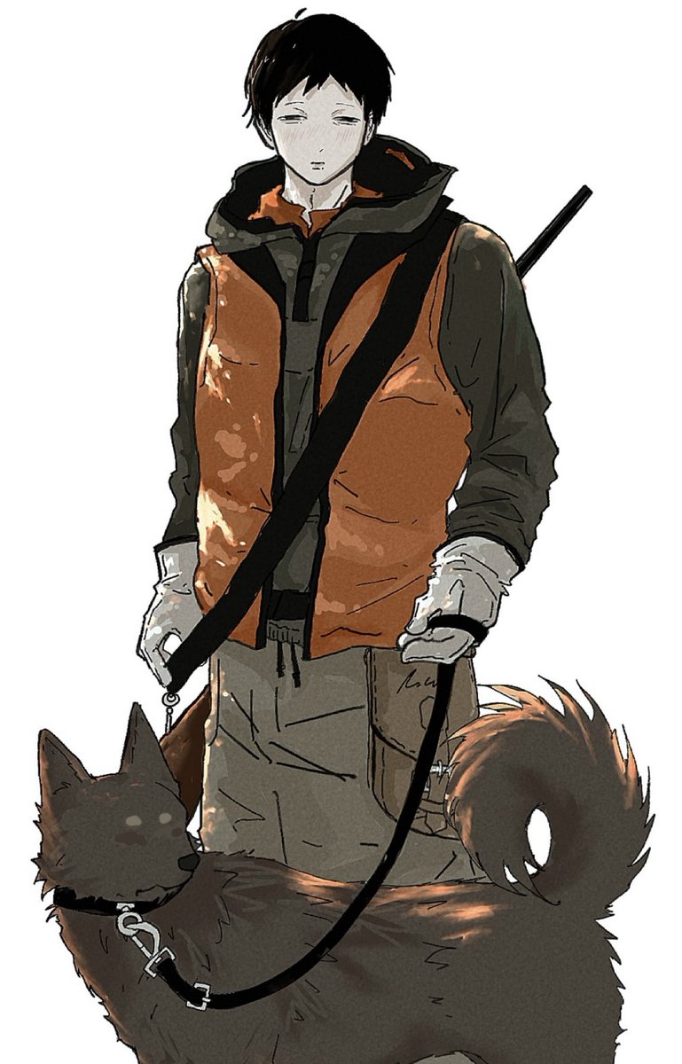 erogawachinpoko's tweet photo. #ドムドムチーチー

猟犬連れたマユウラショウタ君を描きたかった
冬は熊いないけど、冬のボフボフジャケット着たマユウラ君見たかった
犬は、夢犬だよ
皆さんは、マユウラ君の夢猟犬です https://t.co/oayO8y7Slo