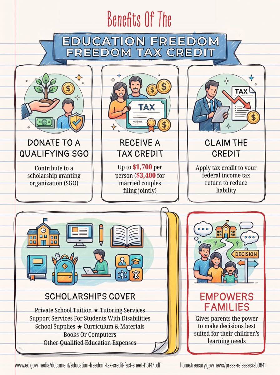 usedgov's tweet photo. Everything you need to know about the Education Freedom Tax Credit ⬇️ https://t.co/tfkC1D2PAu