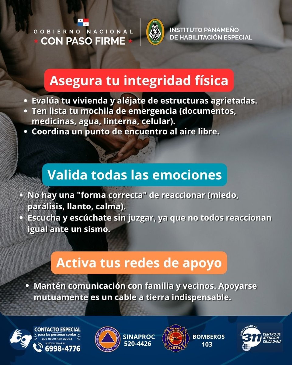 IPHEinclusivo's tweet photo. 🧘‍♀️💙 Después de un temblor, recuperar la calma es el primer paso.

Es normal sentir miedo, ansiedad o nerviosismo ante un evento sísmico. Lo importante es respirar, mantener la calma y recordar que estás a salvo en el momento presente. https://t.co/C3yhorNXYM