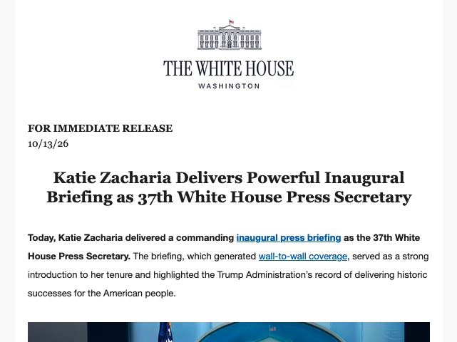 smencimer's tweet photo. Actual press release from the White House just now https://t.co/uxFI13qGpj
