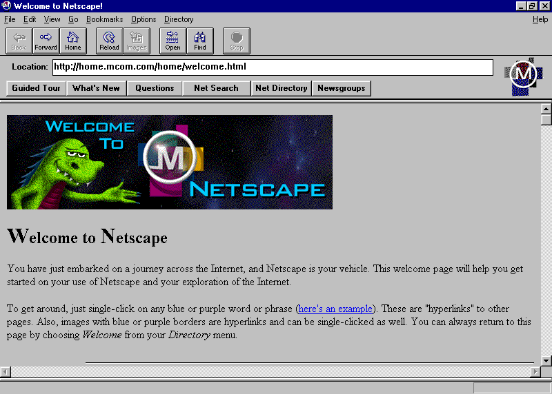 WebDesignMuseum's tweet photo. On October 13, 1994, The Mosaic Communications Corporation launched, under the name Mosaic Netscape 0.9, the first one in a series of browsers, called Netscape Navigator. https://t.co/UoNexxAVU8