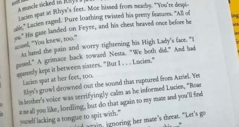 witchestars's tweet photo. i love this moment. feyre and nesta knew elriel were fucking and kept it a secret between sisters and rhys and azriel were ready to take lucien’s head off for spitting at feyre this whole thing was written for #me. https://t.co/0lsoWayQ3T