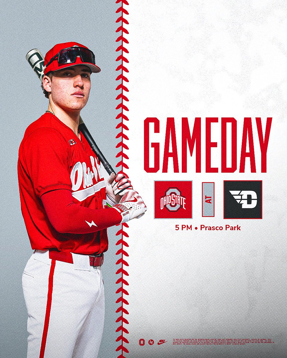 OhioStateBASE's tweet photo. Buckeyes 🆚 Flyers

🕔 5 p.m. 
🏟️ Prasco Park
📍 Mason, Ohio
📻 https://t.co/Qb1huzwIvU

#GoBucks https://t.co/BncMsnuiAQ