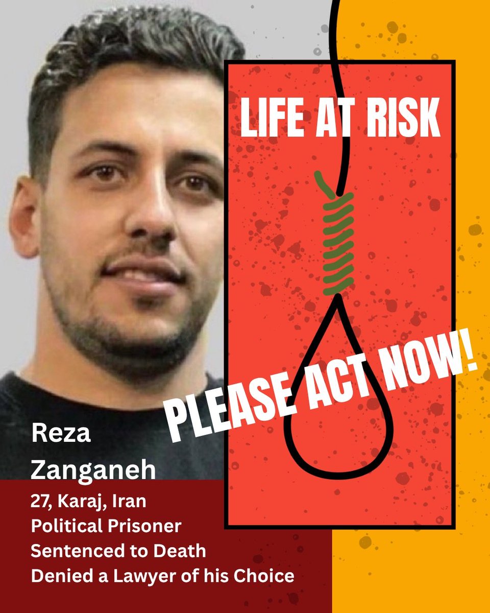SampaRelations's tweet photo. Another young life threatened by the death penalty. #RezaZanganeh was sentenced to death on charges of “moharebeh” and alleged cooperation with Mossad. His case demands urgent scrutiny and an end to executions.
#StopExecutionsInIran
@JasonMBrodsky 
@UNHumanRights https://t.co/5bNzHl0MaN