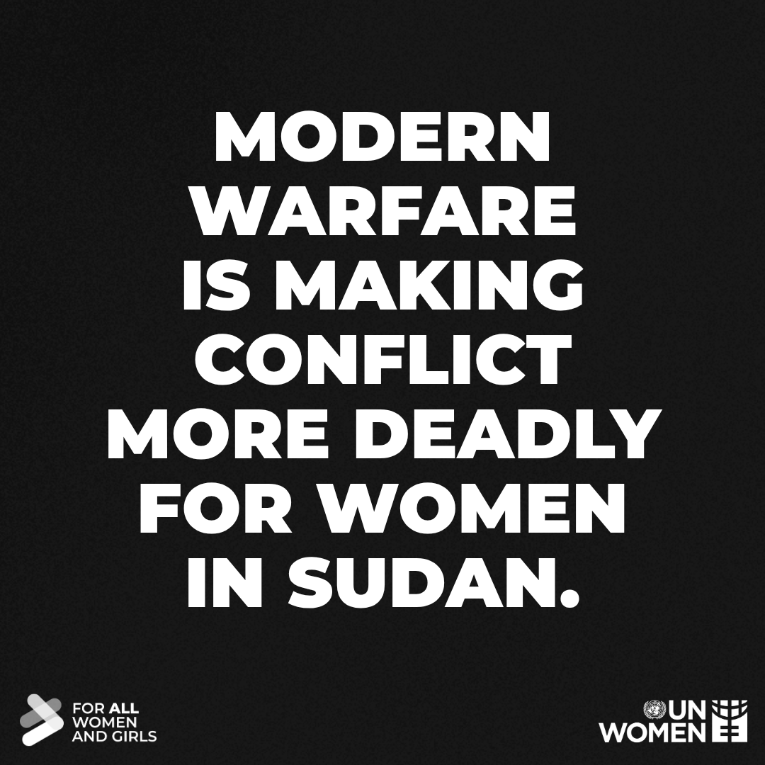 UN_Women's tweet photo. The majority of the dozens of people killed and injured in a drone attack on a displacement site in #Sudan last Friday were women and girls.

Attacks must be investigated.

Accountability must be ensured.

#Peace must prevail.

🔗 Learn more: https://t.co/WgCB91R0h8 https://t.co/bE2WhxkExC