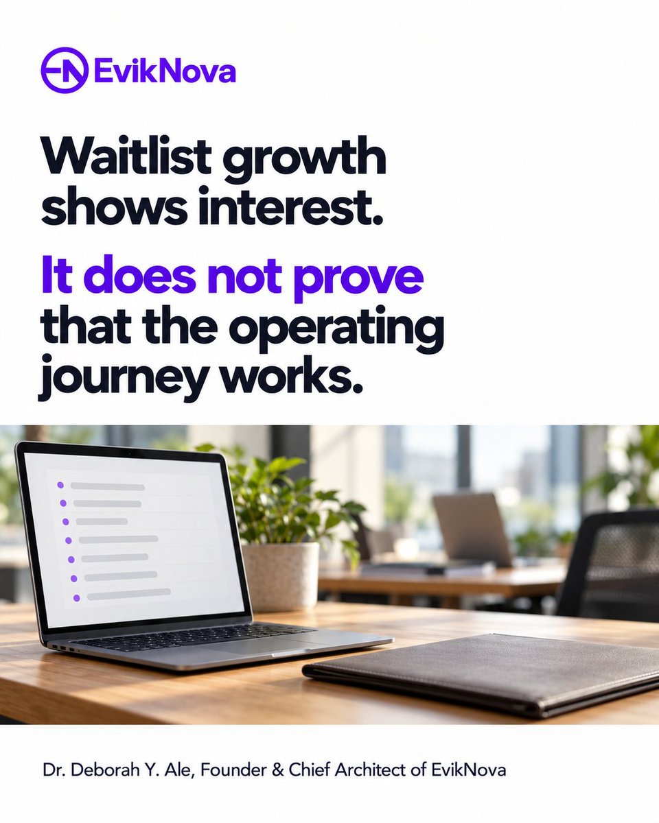 drdeborahyale's tweet photo. A growing waitlist signals interest. But what happens when real customers depend on the product?
That's where the real test begins.

Join the EvikNova Waitlist to Request Early Access.

https://t.co/j8cPnYGiZN

#EvikNova #FounderJourney #ResponsibleAI https://t.co/D6J7l3xi2I