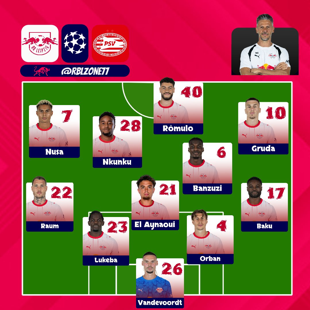 RBLZONE77's tweet photo. 🔴⚪Our Lineup Against PSV :
#RBLPSV #RBLZONE #RBLEIPZIG #RBL https://t.co/Y4LHDHBliv