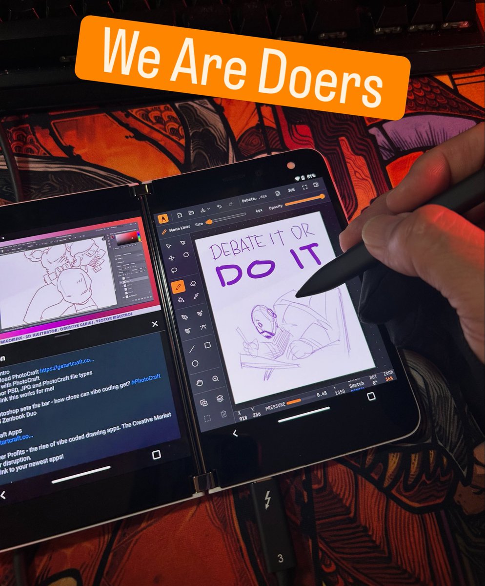 artlifedrawapp's tweet photo. Some debate it, we do it. 
#ArtLifeDrawApp on @surface Duo 

We vibe coded our own drawing and sketching vector app for Android, PC and Web. 

@github link in Bio. 
#vibecoder #ArtLife https://t.co/8hb3DUHoxl