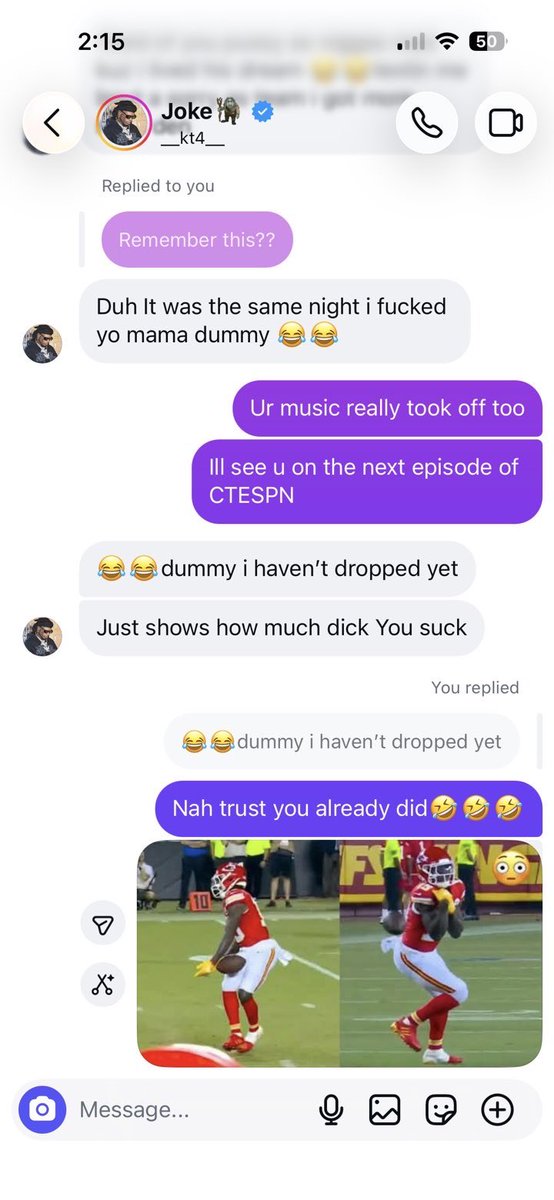 BuckyBackshots's tweet photo. Kadarius Toney #LEAKED beefing with Fans is the best thing you’ll see today 😂 #NFL #Chiefs #Kadarius #Toney https://t.co/CKE1RqsVFr