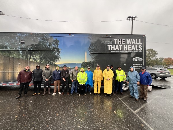 VVMF's tweet photo. On Sunday, this outstanding team of Aston Public Works employees, along with several students, city employees from other departments, and veterans, packed up The Wall That Heals despite heavy rain in Aston, Pennsylvania.

Paul Scholtens of Christenson Transportation hauled The Wall That Heals out of Aston, PA, on Sunday. Our drivers donate their time, fuel, and equipment to haul The Wall That Heals around the country. Thank you, Paul!

Visit https://t.co/VP956Z9FOt for more information.