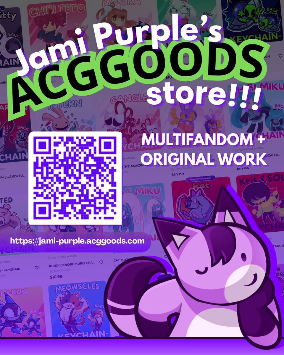 JamiPurple's tweet photo. PROPERLY announcing it this time...I've opened an ACGGOODS STORE!
There are about 20 (keychain) designs as of now, but I'm constantly making more! I'll also make stickers and other kinds of products in the future. Feel free to check it out!
- #acggoods -
https://t.co/LHWiwhKUGo https://t.co/tyDU1Ga0YG