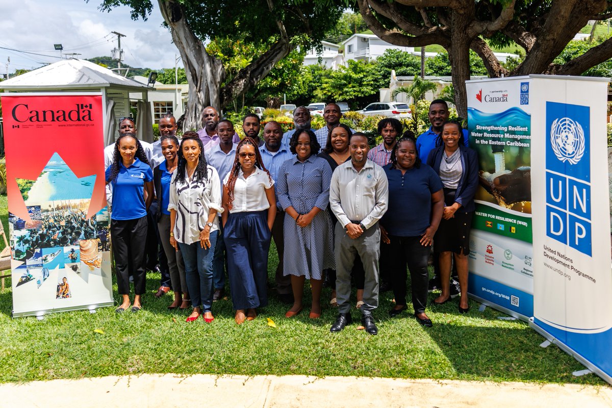 UNDPBarbadosEC's tweet photo. The Canada-funded W4R project is at #CWWA 2026!  Officials &amp; technical experts from 🇬🇩, 🇱🇨, 🇻🇨 are at C'bean Water &amp; Wastewater Assoc. conference this week to learn and strengthen regional cooperation on water security &amp; resilience.

💼https://t.co/VXWThBBB1E
🤝🏽@CanHCBarbados https://t.co/YNjvbMKzBq