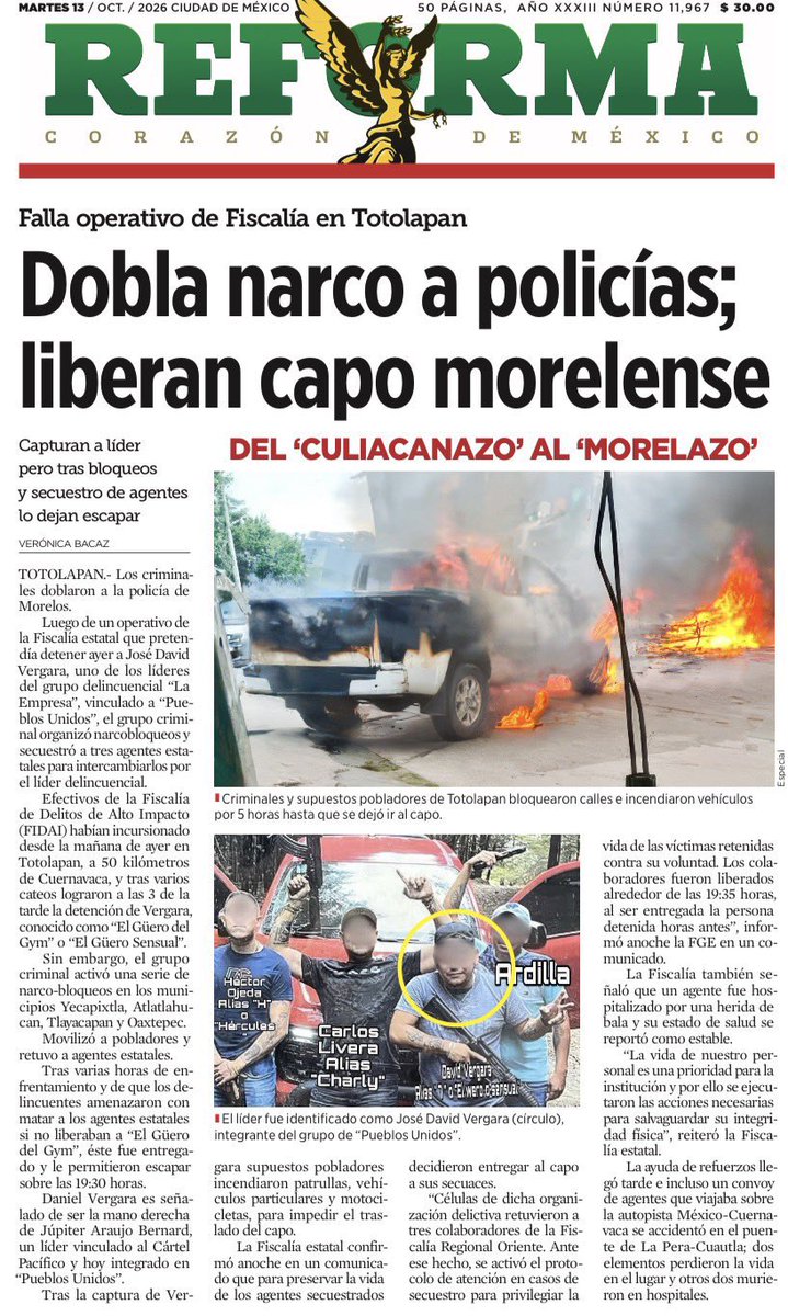 ferbelaunzaran's tweet photo. Lo que es ser socio de Morena.

¿Se acuerdan cuando López Obrador liberó a Ovidio?

La historia se repite, ahora en Morelos.

Del culiacanazo al morelazo👇.

Liberan a capo morelense. https://t.co/JPIfXpw1oY