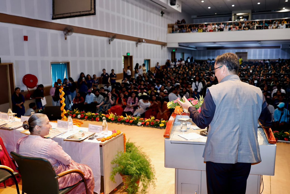 MYBharatHQ's tweet photo. Young Voices. Stronger Resolve. A Nasha Mukt Bharat!

Yuva Shakti came together for an engaging Yuva Samvaad on the theme “Nasha Mukt Yuva for Viksit Bharat”, organised by MY Bharat, North Delhi, at Indraprastha College for Women, University of Delhi.

The event was graced by Hon’ble Union Minister of Parliamentary Affairs and Minority Affairs, Shri Kiren Rijiju, as Chief Guest, in the presence of District Magistrate (North), Smt. Saloni Rai, IAS, and other dignitaries.

Powerful conversations, fresh perspectives and a shared commitment towards a Nasha Mukt, Viksit Bharat!

#MYBharat #NashaMuktYuva