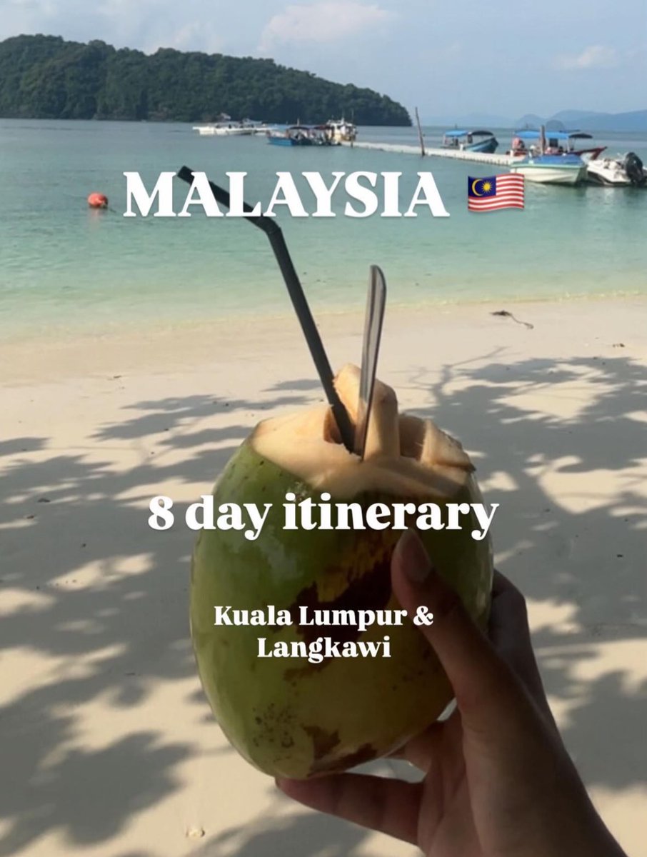 eyolett's tweet photo. 8 days, two sides of Malaysia, one unforgettable trip. Kuala Lumpur brings glowing Petronas Towers by night. Then Langkawi slows it all down with sea breezes, island hopping and cable car views. City first, beach after. Which half excites you more? https://t.co/6IQziTecWm