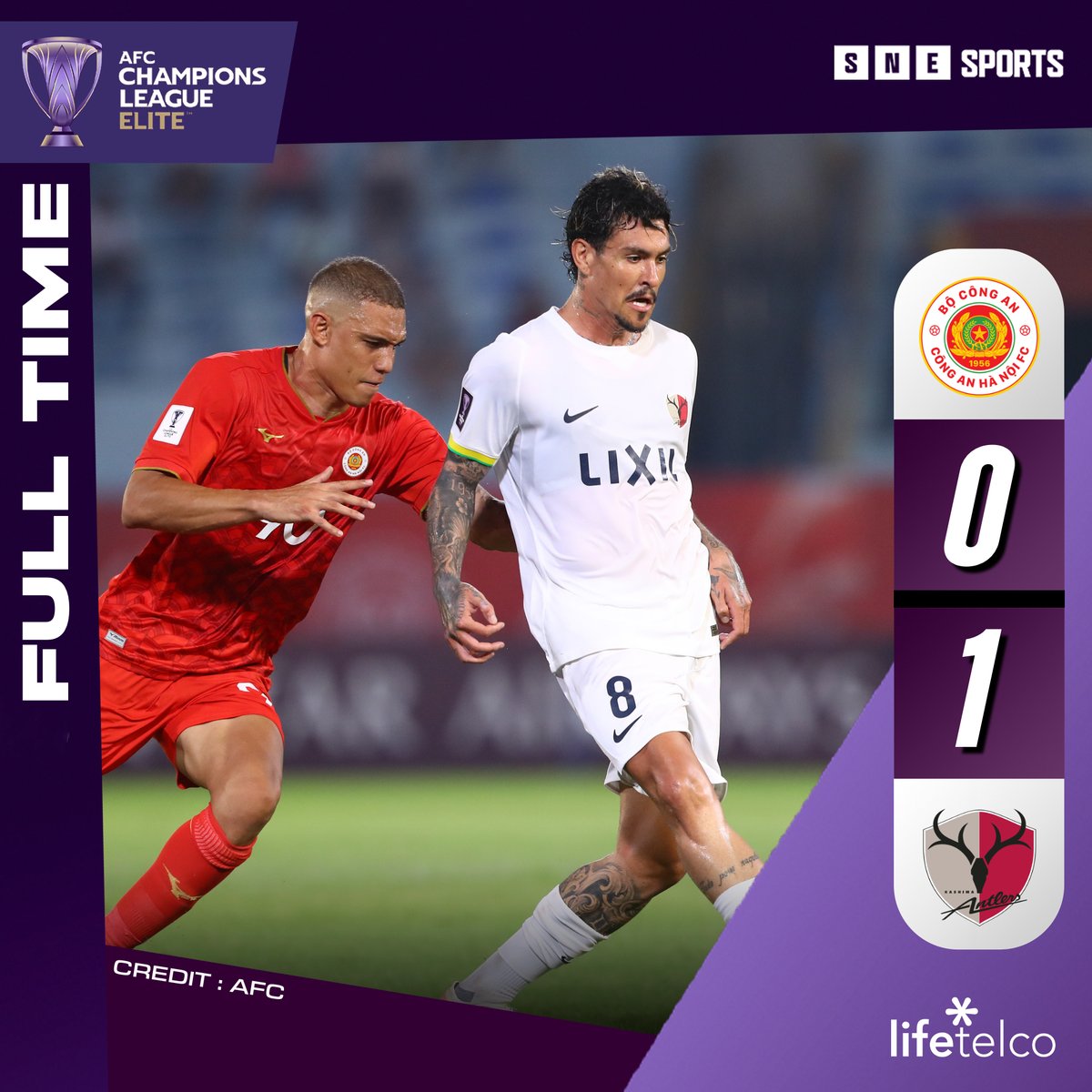 SNE_Sports's tweet photo. #ACLElite 2026/27 League Stage(East Zone) Matchday 2 Results
FT: Cong An Hanoi 0-1 Kashima Antlers
📷 : AFC
#CANvANT #CAHN #KashimaAntlers
#SNESports
#LifeTelco https://t.co/Ibw8dHEX1N