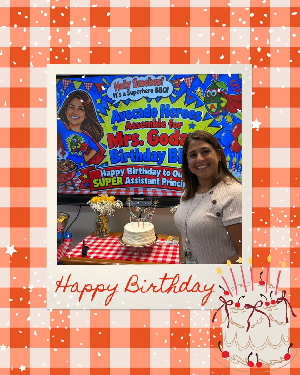 AvocadoAces's tweet photo. Holy Smokes! It’s a Superhero BBQ! Celebrating our Super Assistant Principal, Mrs. Goday, on her birthday! 🎁🦸🏽‍♀️🎂💥 #AvocadoAces @MDCPS @MDCPSSouth @MiamiSupt https://t.co/EJazlp1uAL