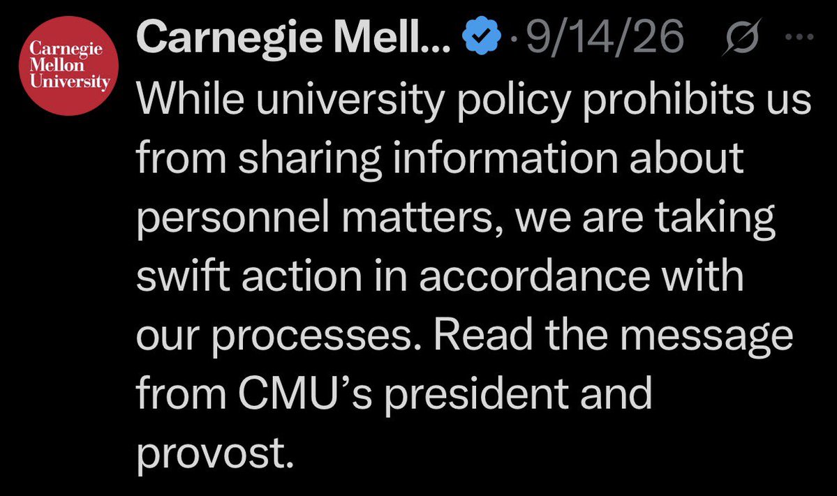 Brash_1's tweet photo. It’s been 32 days, @CarnegieMellon. Where’s that swift action we were promised? https://t.co/xBQt8sDQqn