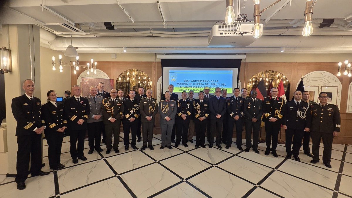 naval_peru's tweet photo. #MGPNoticias Las Agregadurías Navales del Perú en 12 países conmemoraron el 205.º aniversario de la Marina de Guerra del Perú y el 147.º del Combate de Angamos, rindiendo homenaje al Gran Almirante Miguel Grau y reafirmando nuestra historia, identidad y tradición naval. https://t.co/3EDG036Gjx