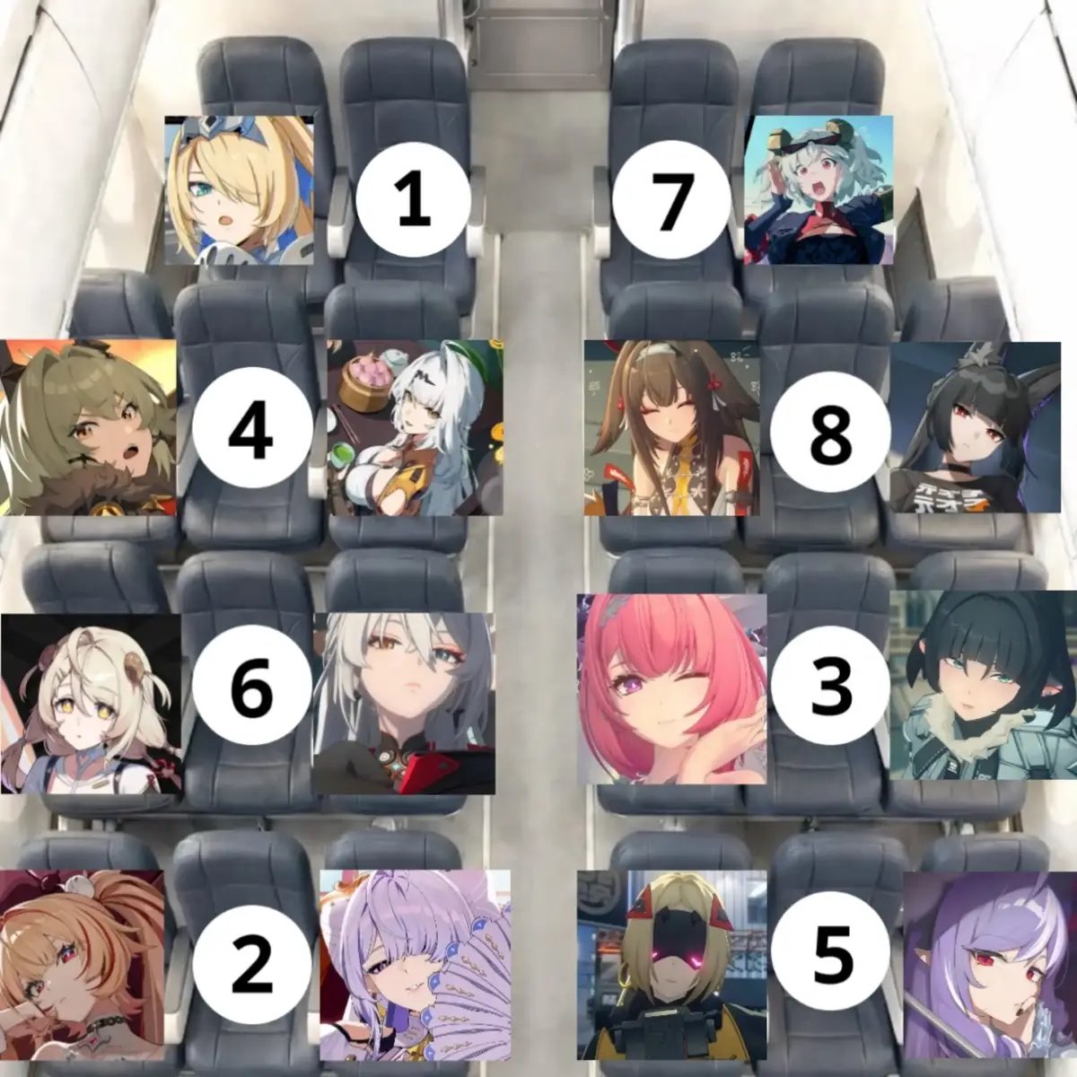 lyn49556's tweet photo. You're stuck on an 17 hour flight, Which seat are you picking?

#ZenlessZoneZero https://t.co/VgNn9wMisq