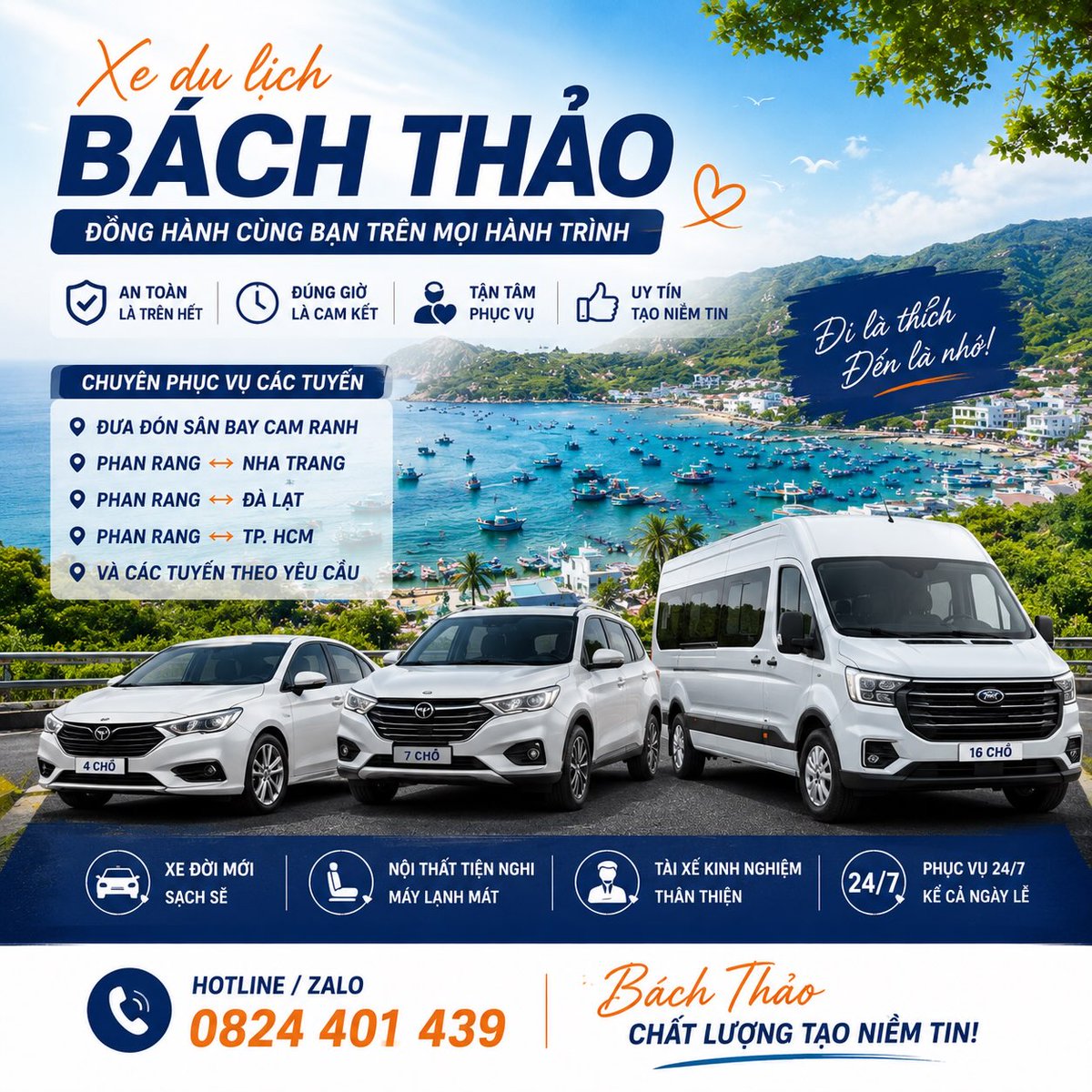 VoluntariosCom's tweet photo. Xe du lịch Bách Thảo cam kết đúng giờ, an toàn và tận tâm. Đưa đón sân bay Cam Ranh, Phan Rang, Nha Trang, Đà Lạt và các tỉnh lân cận. Xe 4-7 chỗ sạch sẽ, tài xế giàu kinh nghiệm, phục vụ 24/7. https://t.co/vUrvrRsolq