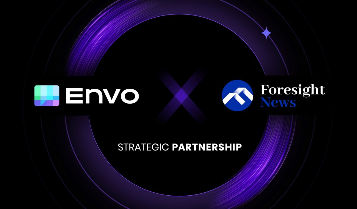 Envo_CN's tweet photo. 📢 重磅合作达成！Envo × Foresight News

我们很高兴宣布，Envo 与 Web3 行业头部媒体 Foresight News（@Foresight_News、@ForesightNewsEN） 正式达成战略合作！🤝

Foresight News 快讯现已接入 Envo 媒体板块！

此次合作，将 Foresight News 的专业媒体影响力与 Envo 百万注册用户及全球社区流量网络深度结合，实现优质内容与海量 Web3 用户的高效连接。

这不仅是一次资讯内容的接入，更是行业头部媒体与全球 Web3 社交生态的一次强强联合。

未来，双方有望在全球内容传播、行业活动、直播会议及更多生态领域探索深度合作，释放更大的协同价值。

专业内容 × 全球流量，更多可能，才刚刚开始！ 🚀

📲 打开 Envo，掌握全球 Web3 最新动态！

#Envo #ForesightNews #Web3