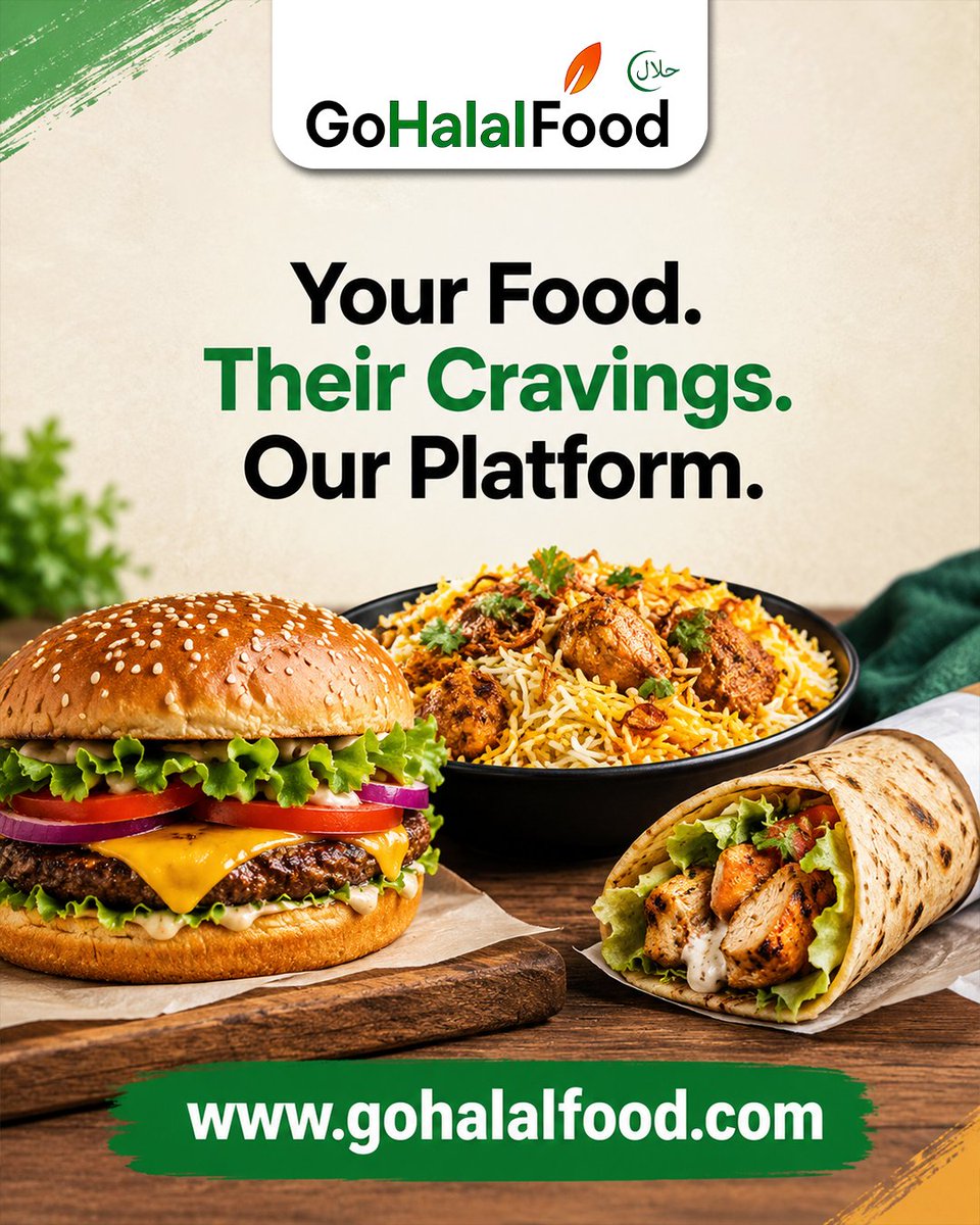 GoHalalFood's tweet photo. π Your Food. Their Cravings. Our Platform. π
Connect your kitchen with hungry food lovers actively searching for authentic Halal options every day.
β¨ REGISTER YOUR RESTAURANT TODAY β¨
π https://t.co/zNlUeELVxT
#GoHalalFood #PartnerWithUs #RestaurantGrowth #HalalRestaurant https://t.co/6SYWF2nk4E