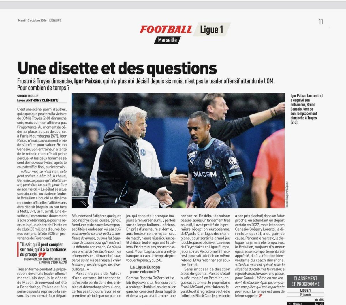 Larevuedepres's tweet photo. Aujourd'hui dans l'équipe du jour
#TeamOM #OM #Genesio https://t.co/mL8ulbJmVJ