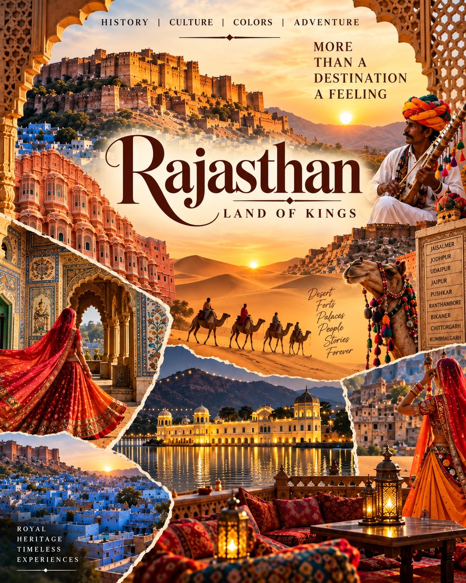 andrea082212's tweet photo. Rajasthan awaits: royal cities, desert magic, serene lakes and timeless history. Explore Jaipur, Jodhpur, Jaisalmer, Udaipur and Pushkar with a custom itinerary by EJI Travel Solutions. DM “Rajasthan” to plan your getaway. https://t.co/ALmEb756sn