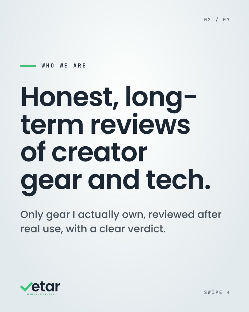 alofusionreview's tweet photo. We're back. And better. Honest, long-term reviews of the gear I own: cameras, lights, mics, studio and AI tools. Buy it, wait, or skip it. New review every Friday.

Don't just buy it. Vet it.

#Vetar #HonestReview #CreatorGear https://t.co/yekuxEuYRS