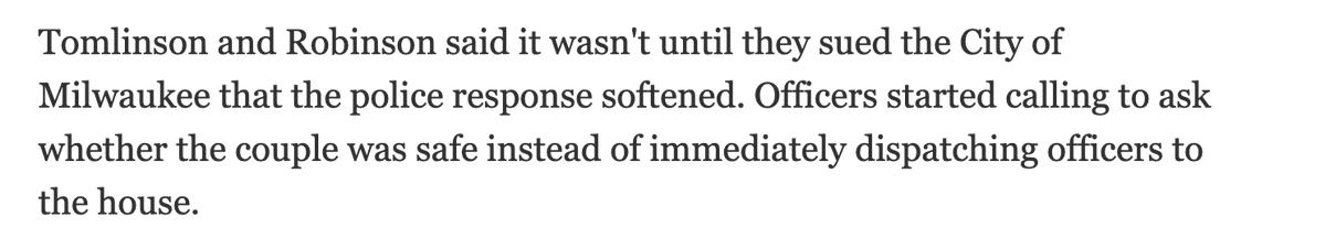 crulge's tweet photo. Milwaukee Police swatted a couple 50+ times. I found this quote illuminating. Anyway, I think we should handle this problem by giving the cops another $300 million. https://t.co/L13pHvuk9B https://t.co/TduyUhP7SZ