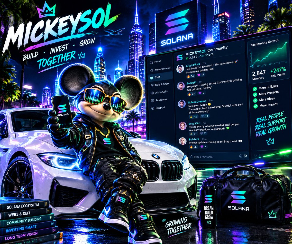 MickeySol1's tweet photo. Real growth starts with real community. 🐭📈

I’m not just watching charts I’m watching builders connect, ideas develop, and projects move forward.

The goal is simple: find promising projects, support serious builders, and grow together through the Solana ecosystem. ⚡
#Solana https://t.co/S4A6gt9E7L