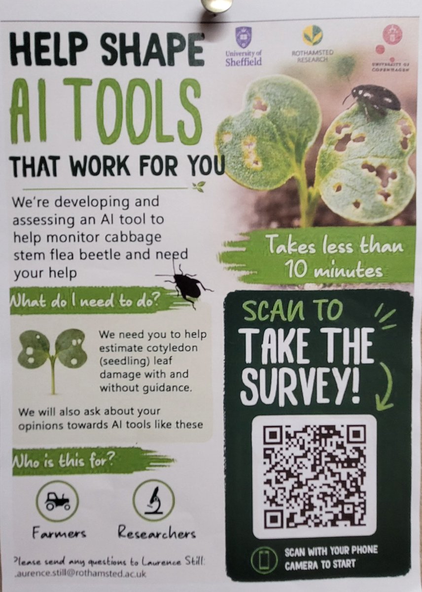 SamCook_IPM's tweet photo. 📢 Farmers, Crop Consultants &amp; Advisors! How was #CSFB damage this year? Was it easy to estimate damage for thresholds? Can you beat the accuracy of researchers? Please fill in this survey being done by our @Rothamsted @sheffielduni PhD student 🙏 link: https://t.co/yrcg3Tilyp https://t.co/MaV2VBAuc2