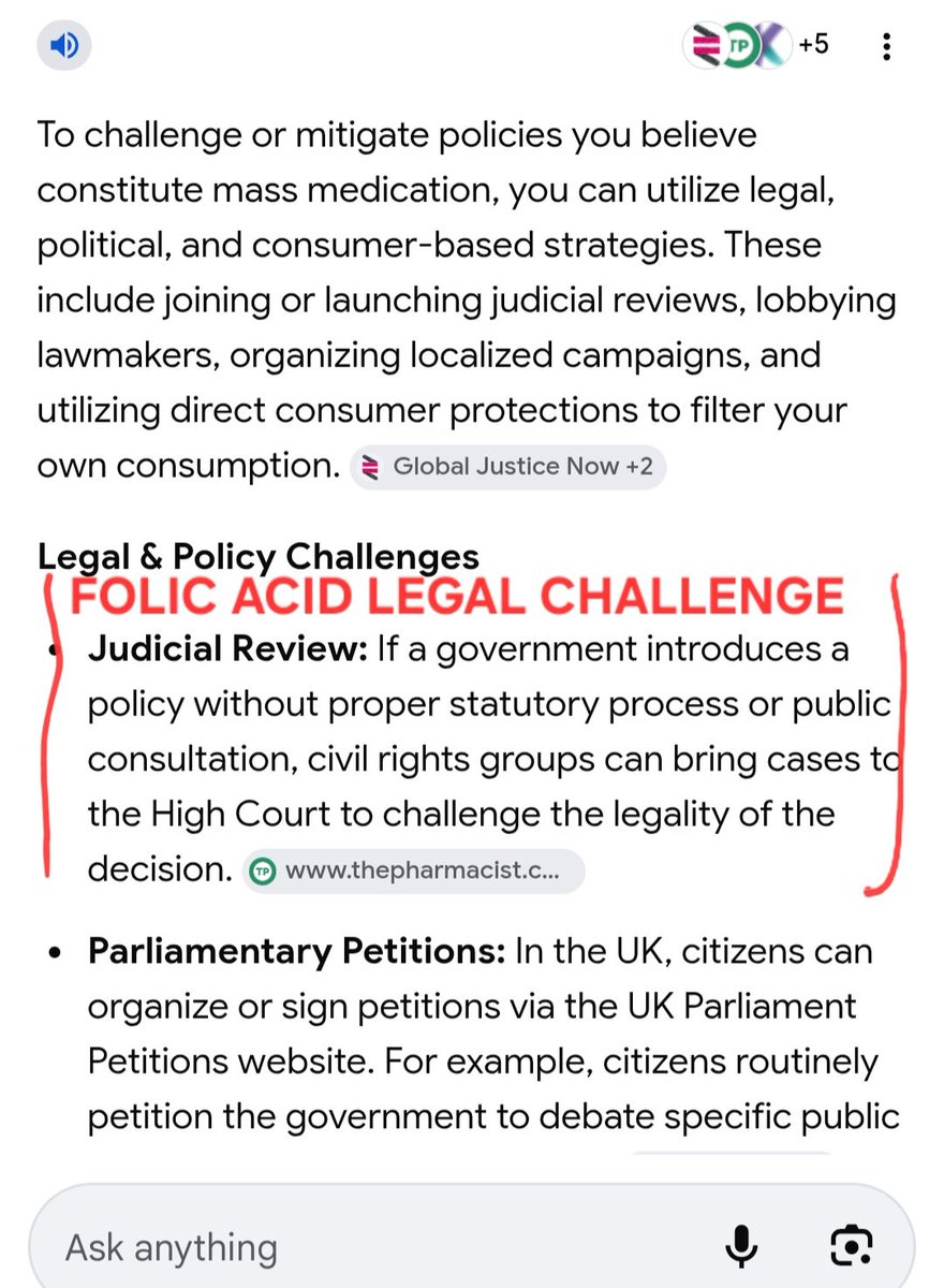 upforthefight1's tweet photo. ‼️FOLIC ACID LEGAL CHALLENGE‼️

With the recent exposure of medical evidence of harms associated with folic acid and at the high dose govt has mandated is there any lawyers who is able to help take action against this? 

@HJAcivillibs @libertyhq @SBarrettBar @RupertLowe10 https://t.co/HWe4W7x1Q1