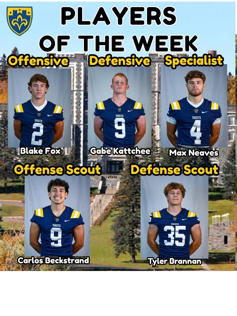 CSSSaintsFB's tweet photo. Your Player of the Week against Carleton

#DRIVE https://t.co/BLU8beERyX
