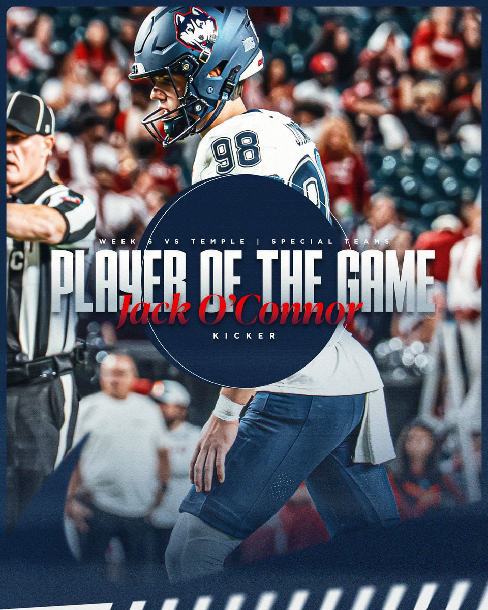 UConnFootball's tweet photo. Introducing your Week 6 Players of the game!

Trey Cornist | Anas Luqman | Jack O’Connor

#rollskies | #uconnfootball https://t.co/RFyVev9FBX