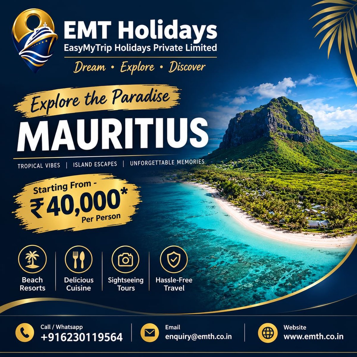 Culebroc's tweet photo. Volcanic peaks on one side, turquoise lagoons on the other. Mauritius blends mountain views, reefs, beach resorts, island-hopping, and unforgettable cuisine. Starting at ₹40, 000 per person. DM “MAURITIUS” to plan your trip. https://t.co/X5NsUNoqE2