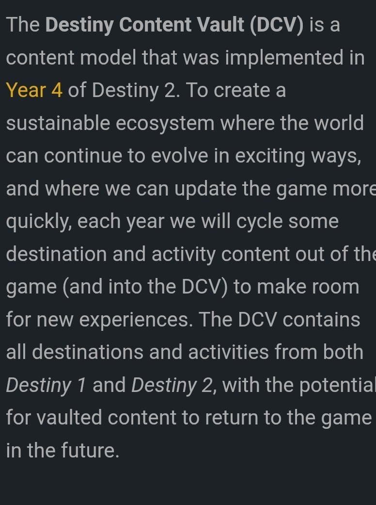 Crusader3456's tweet photo. @PaulTassi @Forbes Paul it should be noted that Destiny 1 is considered to be part of the Destiny Content Vault. Given how many Destinations, Boss Assets, and Raids from Destiny 1 are in Destiny 2, i find it somewhat likely they just port Destiny 1 into Destiny 2. https://t.co/UCXN5E1jkg