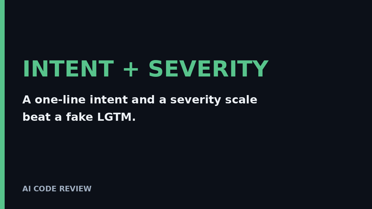 Mars_Peakul's tweet photo. "Review this PR" is how you get 6 polite nits and a fake LGTM.

The model doesn't know what the change is supposed to do, or what counts as blocking.

Give it both: the intent in one line, plus a severity scale. The review gets sharper immediately. https://t.co/FjzdSuFDJJ