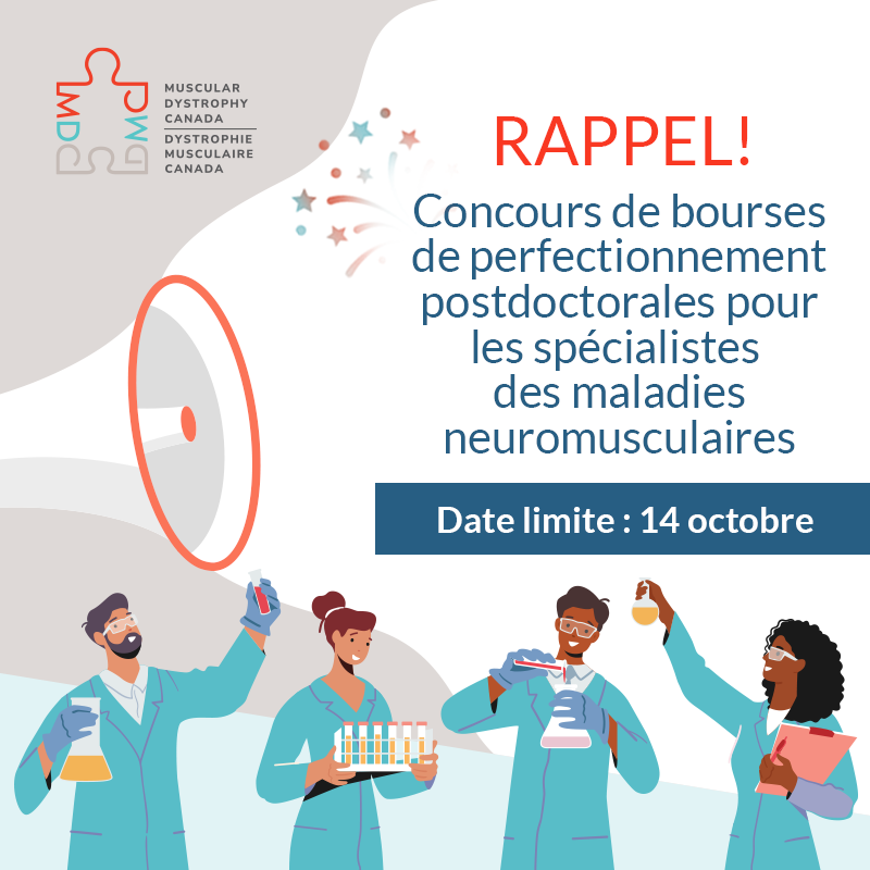 Action_Musclee's tweet photo. Date limite! C'est demain le dernier jour pour déposer les candidatures aux bourses de recherche postdoctorale pour les spécialistes des maladies neuromusculaires. Soumettez la vôtre dès maintenant : https://t.co/5gZDNFn6tB https://t.co/4BYcnVJwuh