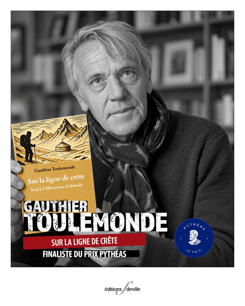 f_deville's tweet photo. 🏔️ Gauthier Toulemonde est finaliste du prix Pythéas 2026 du livre d’aventure et de voyage !

Son livre "Sur la ligne de crête. Seul à 3 300 mètres d’altitude" figure parmi les 7 sélectionnés..

🏆 Verdict le 12 novembre !

#editionsFdeville #LittératureDeVoyage #Aventure https://t.co/bF572vj6vg