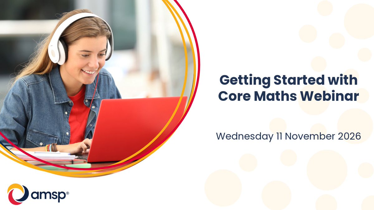 Advanced_Maths's tweet photo. 📊 Thinking about introducing level 3 Core Maths?

Join our Getting Started with Core Maths Webinar to explore qualifications, implementation, student engagement and more.

📅 11 November | 16:00–17:30
💻 Online via Zoom

🔗 Book: https://t.co/TSMZnkFrSr

#CoreMaths https://t.co/XZFYCAdUqv